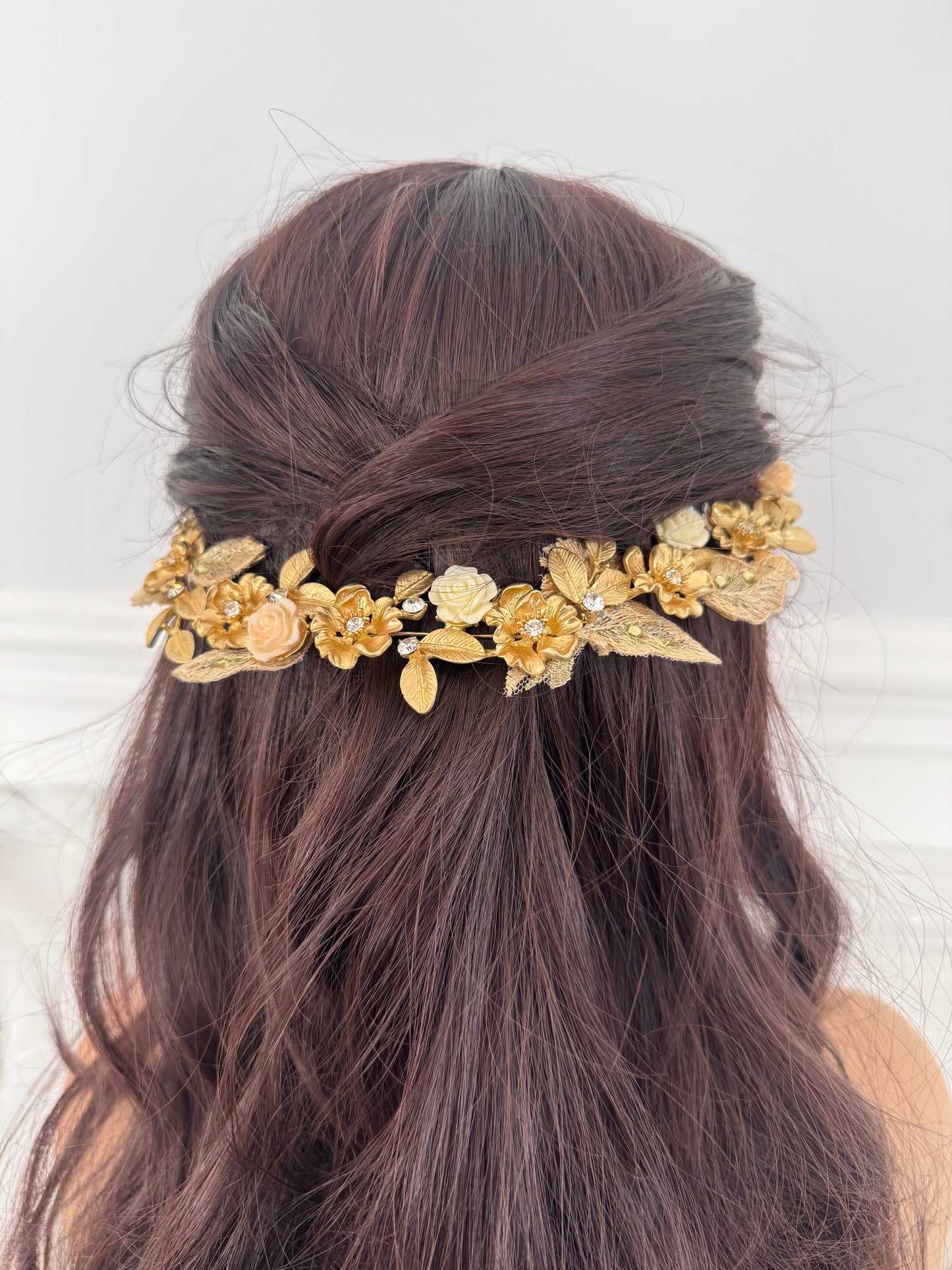 Golden Flower Vine Bridal Headpiece