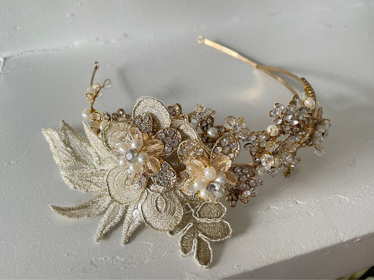 Aberdeen Golden Floral Bridal Headband
