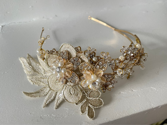 Aberdeen Golden Floral Bridal Headband